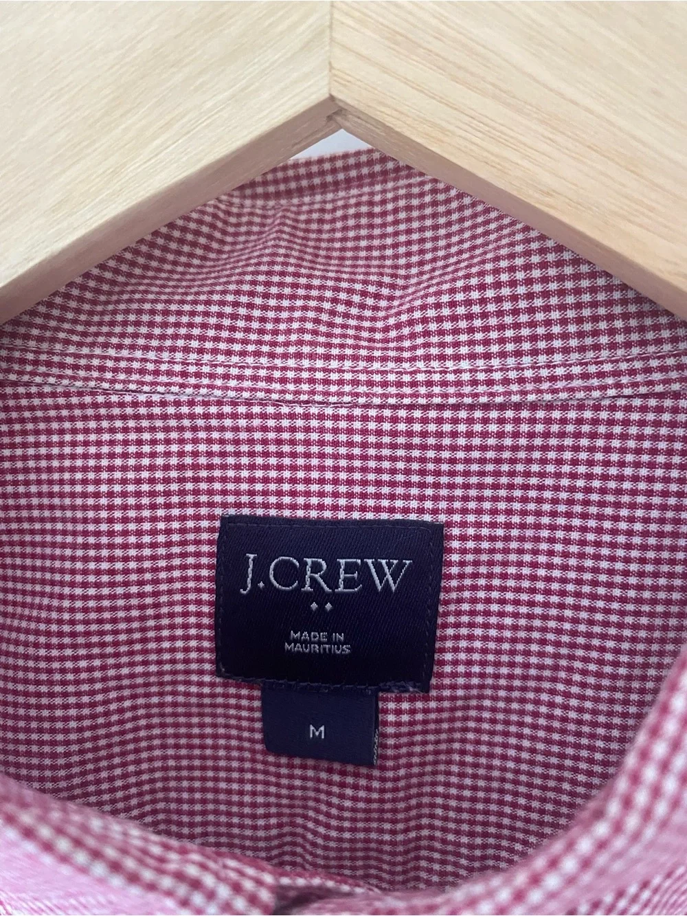 J.CREW Mini Check Long Sleeve Button Down Shirt Maroon White Medium Preppy Fall